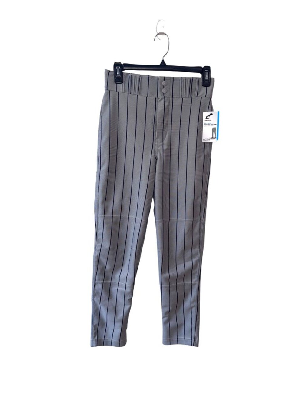 Champro Youth M Grey Pinstripe Baseball Pants Triple Crown 2.0 Tapered Bottom